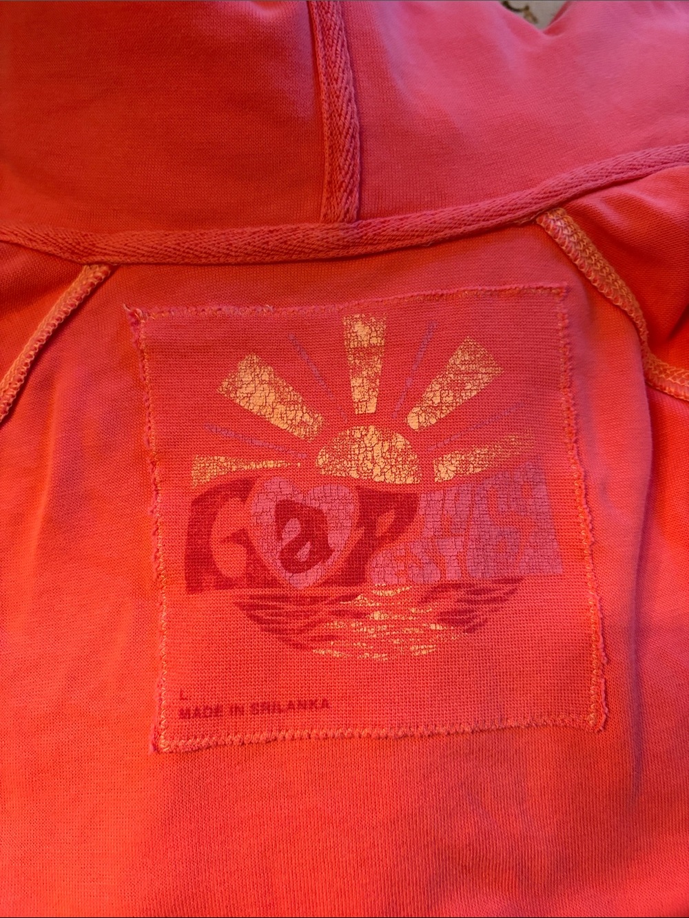 Women’s Coral Pink Hoodie Jacket with Sun Graphic